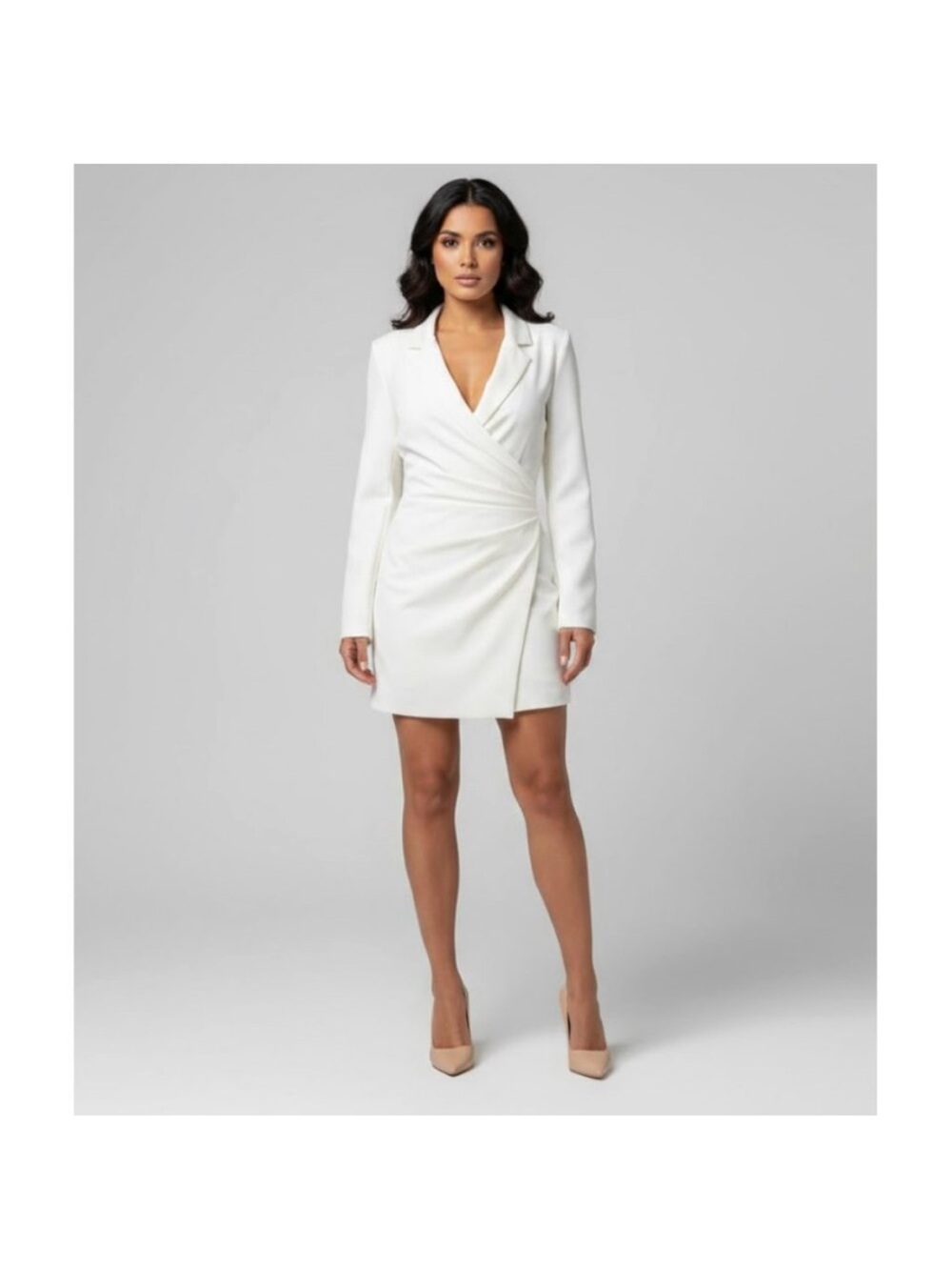 Abercrombie & Fitch | Wrap-Front Blazer Dress in Off-White | Size Small